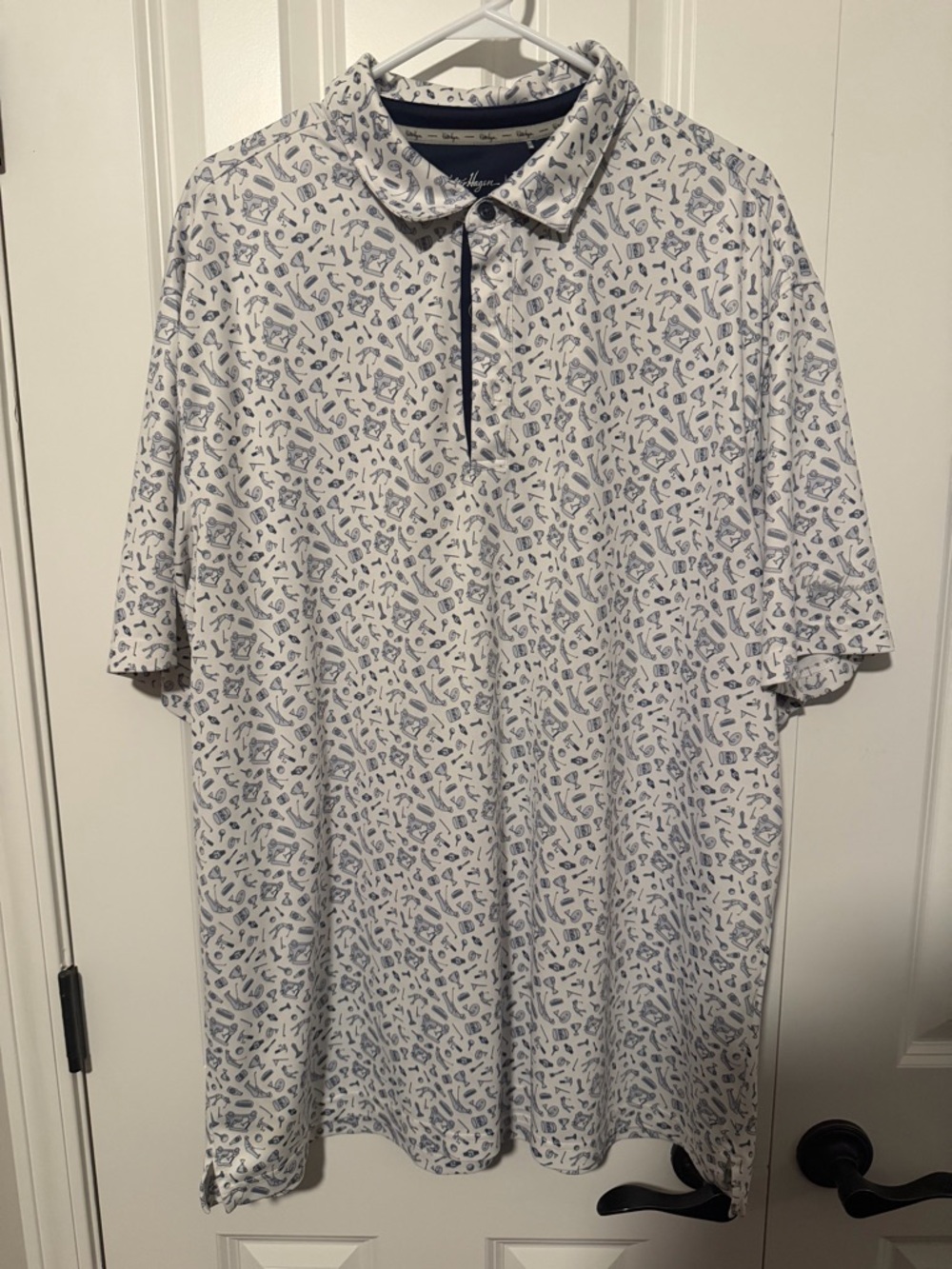 Walter Hagen White Polo with Blue Micro Pattern